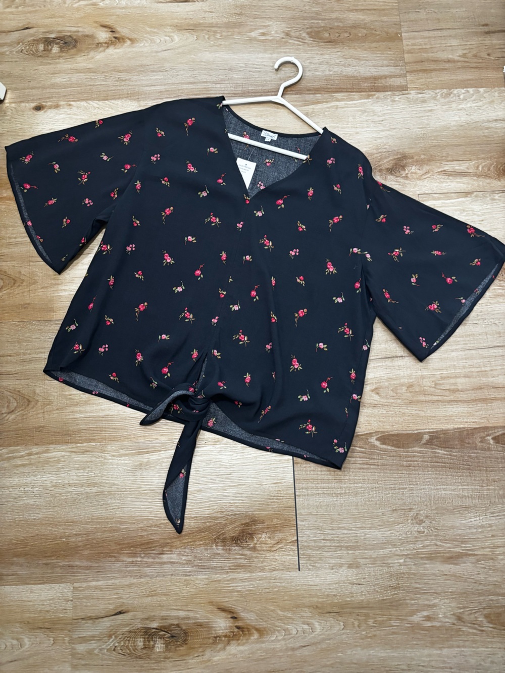 Kismet Black Tie-Front Floral Blouse - Picture 2 of 9